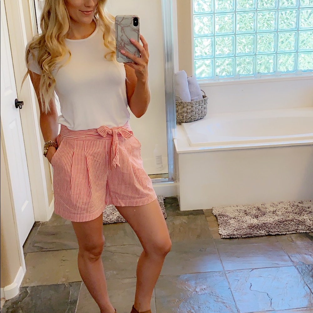 Michael Stars seersucker pink stripe shorts small